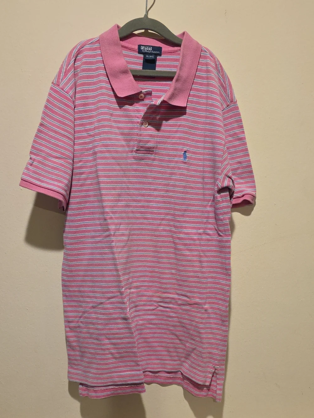 Polo Ralph Lauren Pink Striped Polo Shirt Xl 18